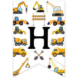 Modern Construction Simple Kid's Birthday Vlaggetjes