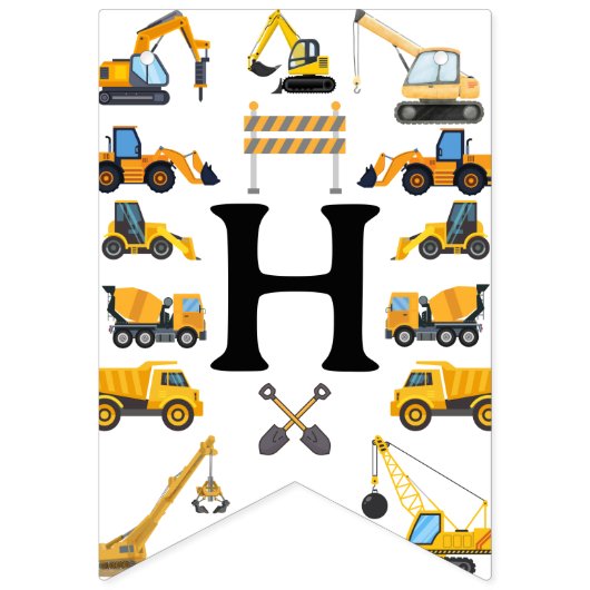 Modern Construction Simple Kid's Birthday Vlaggetjes (Eerste vlag)