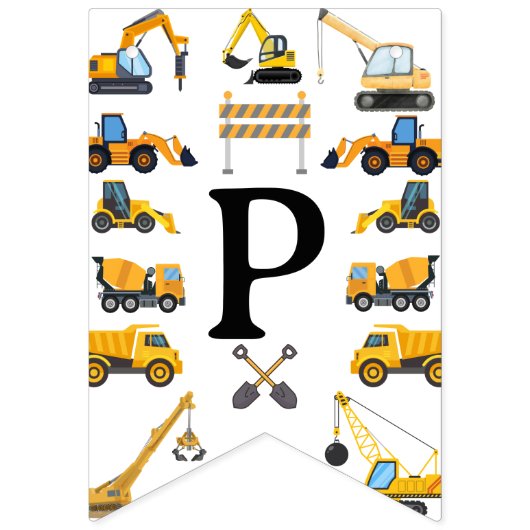 Modern Construction Simple Kid's Birthday Vlaggetjes (Derde vlag)