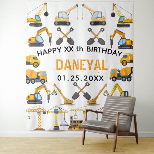 Modern Construction Simple Kid's Birthday Wandkleed (In situ)