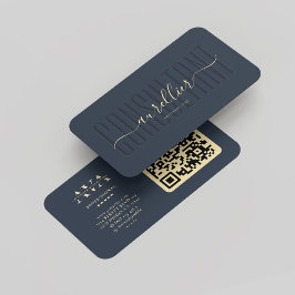 Modern Consultant Monogram Professional Donkerblau Visitekaartje
