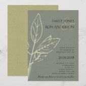 MODERN CONTEMPORARY GRAY KRAFT LEAVES VERLOVING KAART (Voorkant / Achterkant)