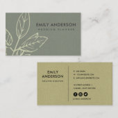 MODERN CONTEMPORARY GRAY KRAFT YELLOW WHITE LEAVES VISITEKAARTJE (Voorkant / Achterkant)