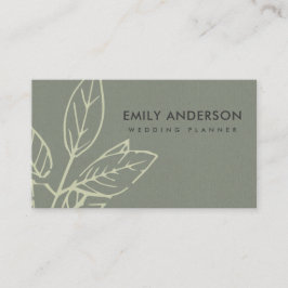 MODERN CONTEMPORARY GRAY KRAFT YELLOW WHITE LEAVES VISITEKAARTJE