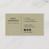 MODERN CONTEMPORARY GREEN KRAFT WHITE LEAVES VISITEKAARTJE (Achterkant)