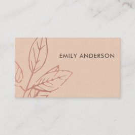 MODERN CONTEMPORARY KRAFT BLUSH PINK RUST LEAVES VISITEKAARTJE