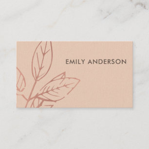 MODERN CONTEMPORARY KRAFT BLUSH PINK RUST LEAVES VISITEKAARTJE