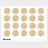 MODERN CONTEMPORARY KRAFT PEACH LEEFT WEDDING RONDE STICKER (Vel)