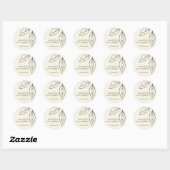 MODERN CONTEMPORARY KRAFT WHITE LEAVES WEDDING RONDE STICKER (Vel)