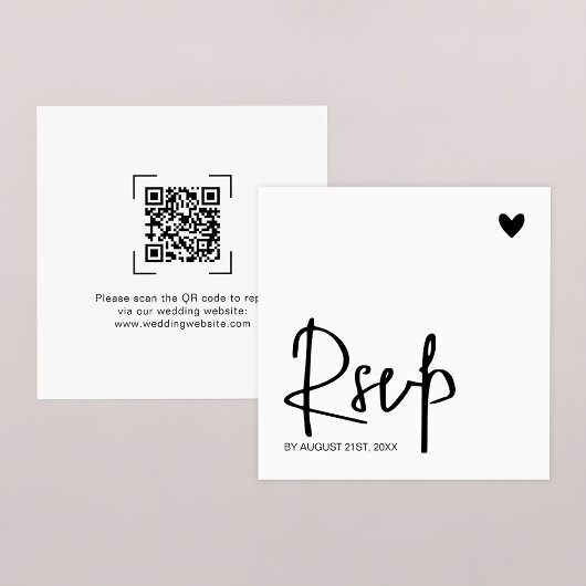 Modern Contemporary Wedding QR Code Online RSVP Notitiekaartje