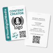 Modern Content Creator Netwerk ID Teal Pas Badge (Voor- en achterkant)