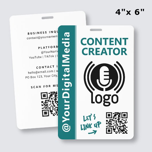 Modern Content Creator Netwerk ID Teal Pas Badge