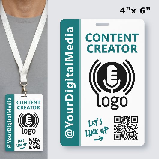 Modern Content Creator Netwerk ID Teal Pas Badge