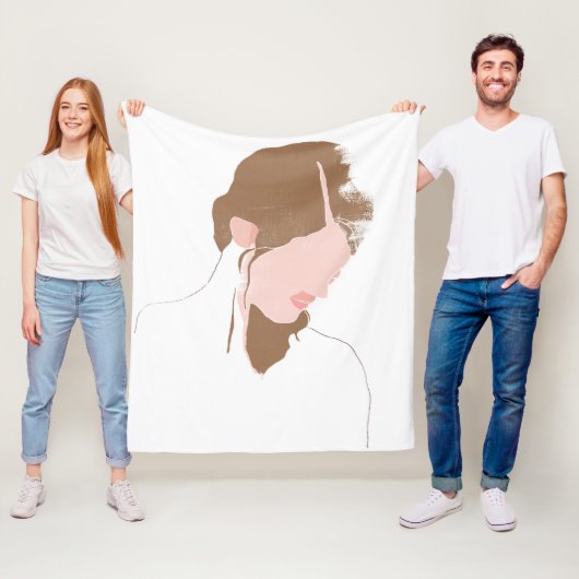 Modern Contour Portret Fleece Deken (In situ)