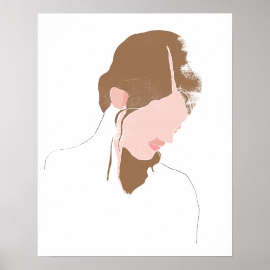 Modern Contour Portret Poster (Voorkant)