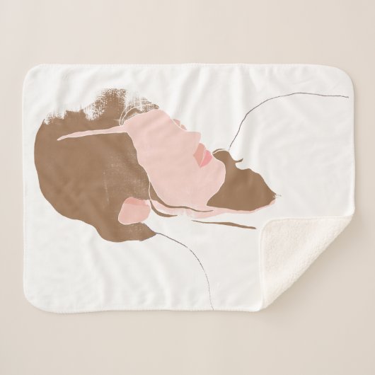 Modern Contour Portret Sherpa Deken (Voorkant (horizontaal))