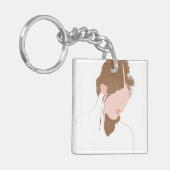 Modern Contour Portret Sleutelhanger (Voorkant Links)