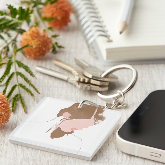 Modern Contour Portret Sleutelhanger (Voorkant Rechts)