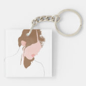 Modern Contour Portret Sleutelhanger (Achterkant)