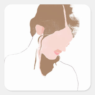 Modern Contour Portret Vierkante Sticker