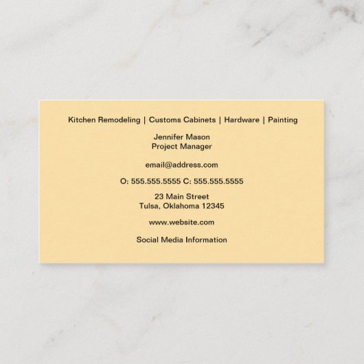 Modern Contractor - Sleek Kitchen & Construction Visitekaartje (Achterkant)