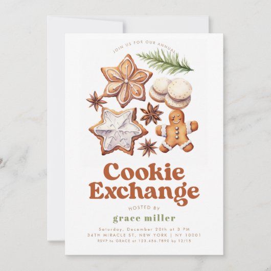 Modern Cookie Exchange Kerstfeest Kaart (Voorkant)