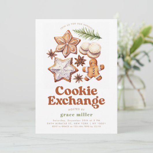 Modern Cookie Exchange Kerstfeest Kaart (Staand voorkant)