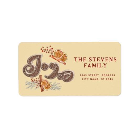 Modern cookie script joy kaneel sinaasappel etiket (Voorkant)