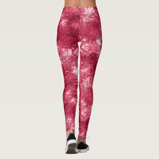 Modern cool Abstract magenta marmeren verfpatroon Leggings (Achterkant)