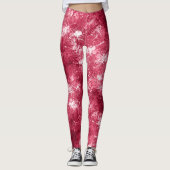 Modern cool Abstract magenta marmeren verfpatroon Leggings (Voorkant)