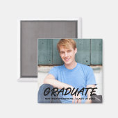 Modern Cool Afstuderen Announement Photo Square Magneet (Voorkant / Achterkant)