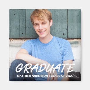 Modern Cool Afstuderen Announement Photo Square W Magneet