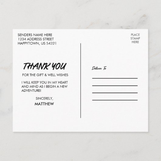 Modern Cool Afstuderen Bedankt Foto Aankondigingskaart (Achterkant)