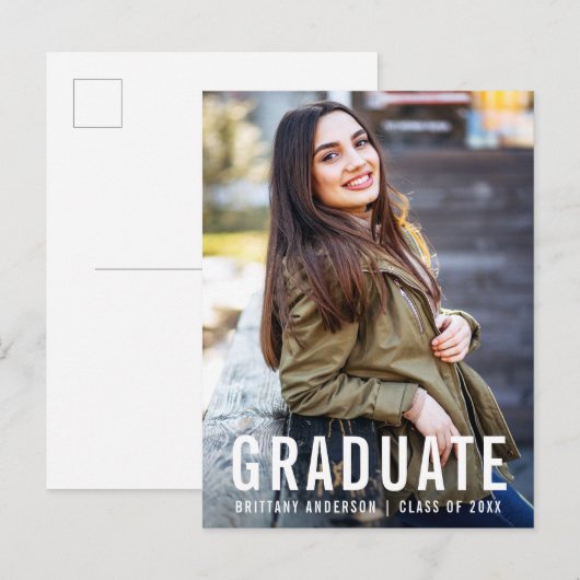 Modern Cool Afstuderen Foto Aankondiging B (Voorkant / Achterkant)
