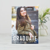 Modern Cool Afstuderen Photo Announcement W Kaart (Staand voorkant)