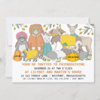 Modern Cool Animal Pumpkins Friendsgiving