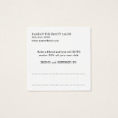 Modern Cool Blach White Beauty Salon Referral Vierkante Visitekaartjes (Achterkant)