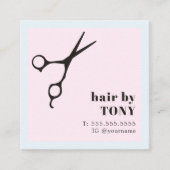 Modern Cool Black Roos Blue Hair Stylist Vierkante Visitekaartje (Voorkant)