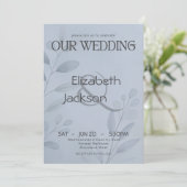 Modern Cool Blue Botanical Typography Wedding   Kaart (Staand voorkant)