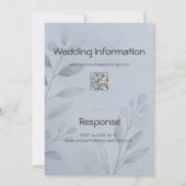 Modern Cool Blue Botanical Typography Wedding   Kaart (Achterkant)