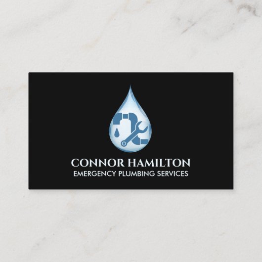 Modern Cool Blue Emergency Plumbing Services Visitekaartje (Achterkant)