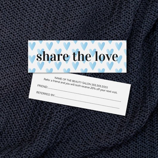 Modern Cool Blue Hearts Beauty Salon Mini Visitekaartjes