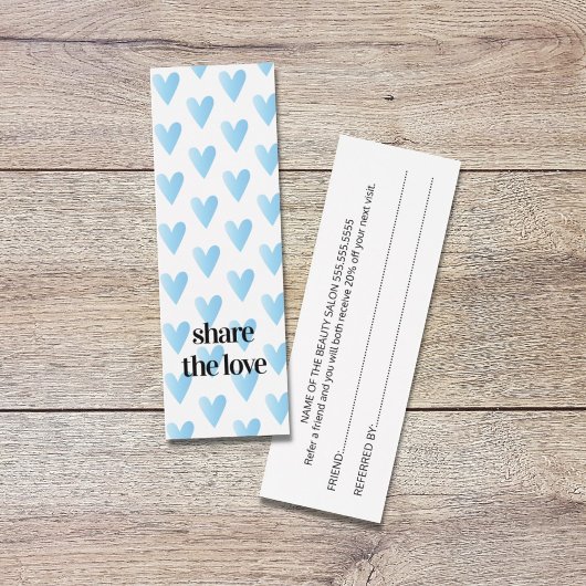 Modern Cool Blue Hearts Beauty Salon Mini Visitekaartjes