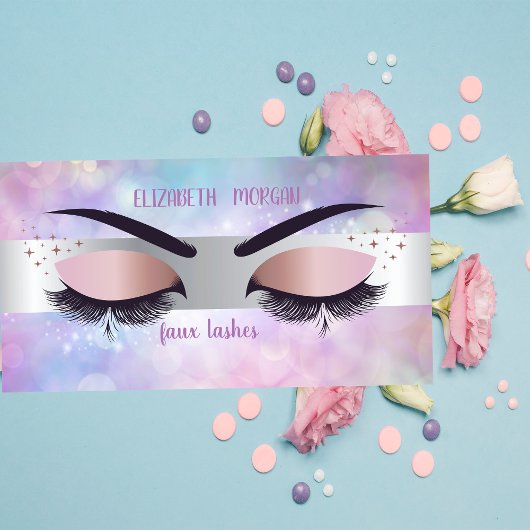 Modern Cool Bokeh, Stripe, Faux Lashes Poster