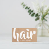 Modern Cool Bold Printed Kraft White Hair Stylist Visitekaartje (Staand voorkant)