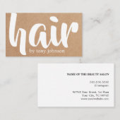 Modern Cool Bold Printed Kraft White Hair Stylist Visitekaartje (Voorkant / Achterkant)