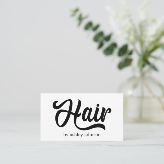 Modern Cool Bold Zwart Wit Haar Salon Visitekaartje (Staand voorkant)