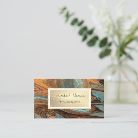 Modern Cool Brown Marble, Lijst Jewelry Designer Visitekaartje (Staand voorkant)