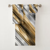 Modern, cool, chic, silver and gold stripe pattern bad handdoek (Insitu)