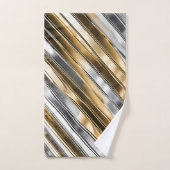 Modern, cool, chic, silver and gold stripe pattern bad handdoek (Handdoek)